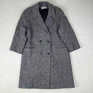 Jimmy Hourihan Donegal Tweed Coat Women’s 12 Black Herringbone 100% Wool Ireland